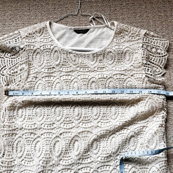 MASSIMO DUTTI Cream Lace Overlay Blouse Size 4 US, Size 34 EURO - Picture 2 of 5